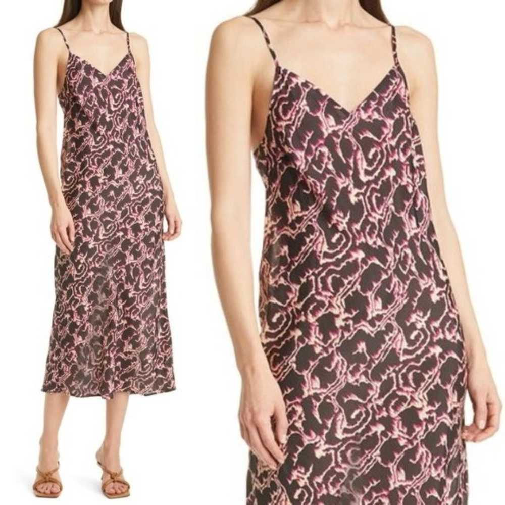 New ba&sh Tylan Print Silk midi Slipdress Sz 3/L … - image 1