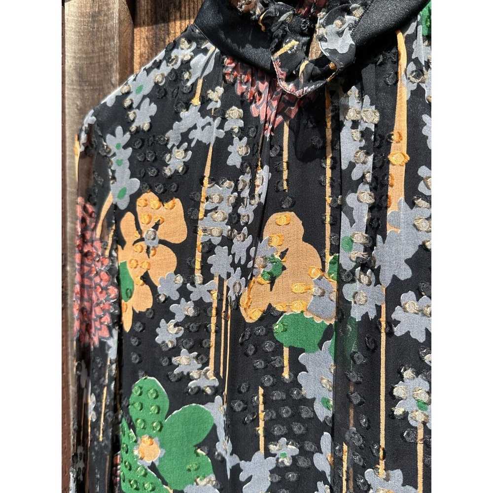 Vintage Richilene Floral Sheer Black Long Sleeve … - image 5