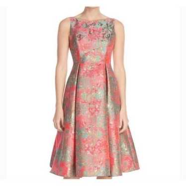 Adrianna papell floral jacquard flare fit dress si