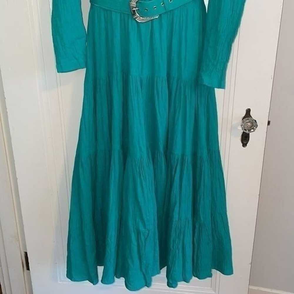 Vtg 80s/90s Lillia Smitty turquoise crinkle cloth… - image 7