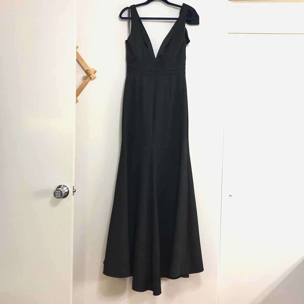 Mac Duggal Black Bow Shoulder V-Neck Gown 49454 S… - image 5