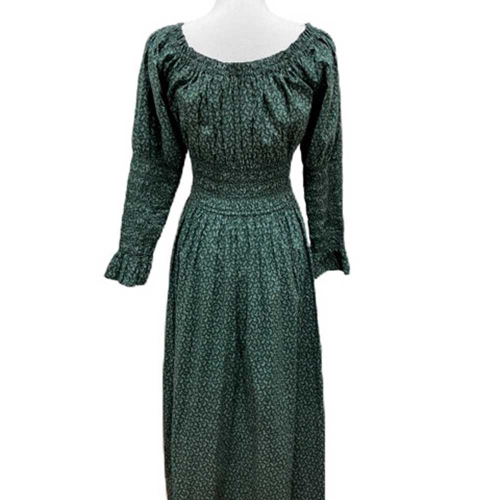 Doen Long Puff Sleeve Maxi Dress Green Floral - M… - image 2