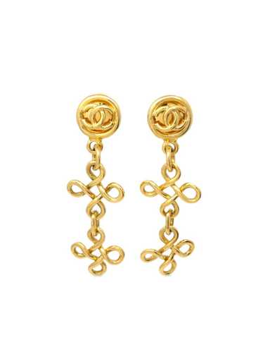 CHANEL Pre-Owned 1993 dangle clip-on earrings - G… - image 1