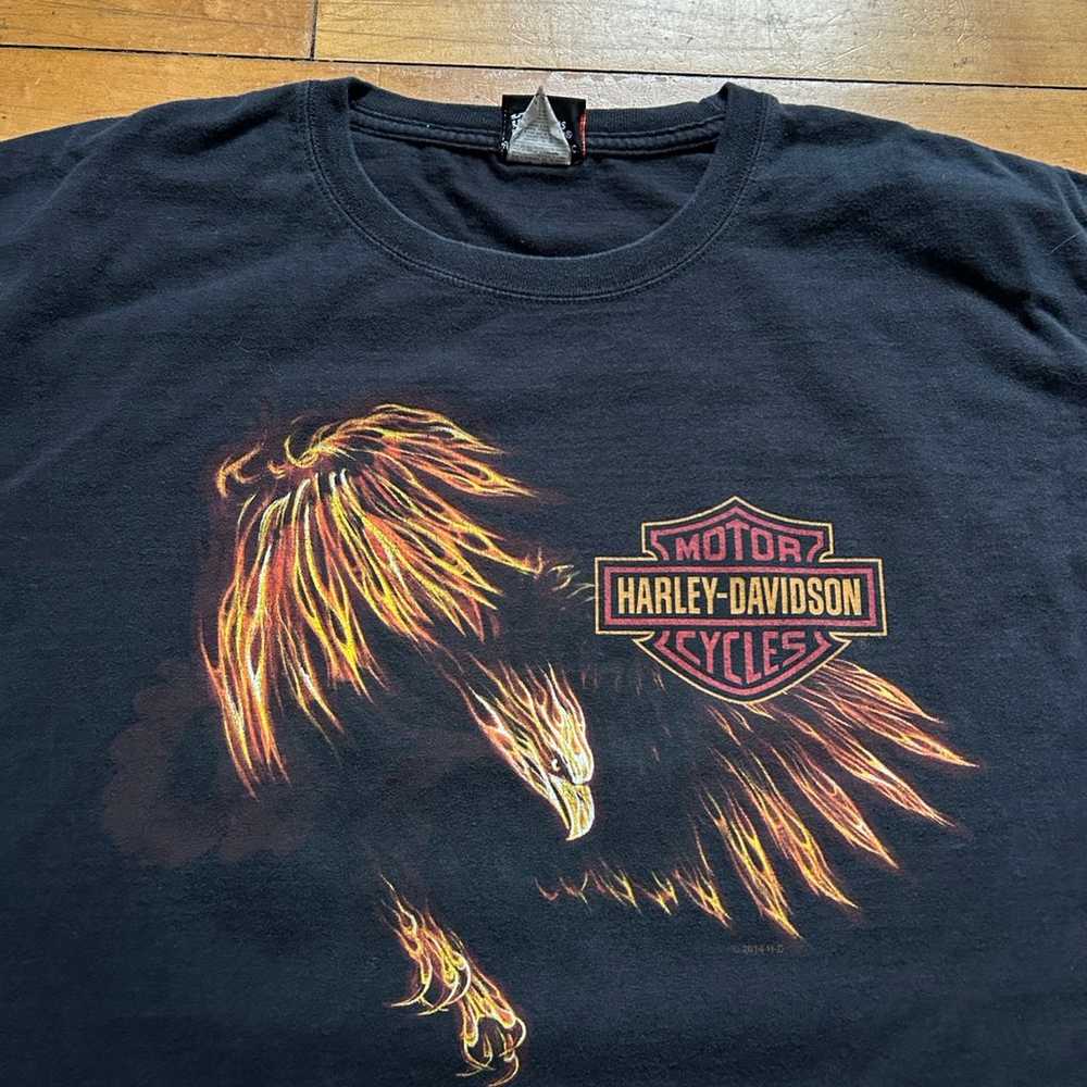 Vintage Harley Davidson Motorcycle Flames T-Shirt - image 2