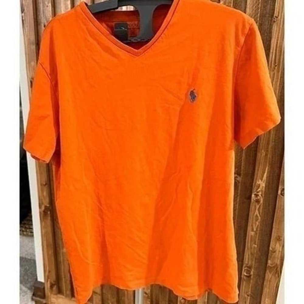POLO RALPH LAUREN orange v neck shirt SIZE MEDIUM - image 1