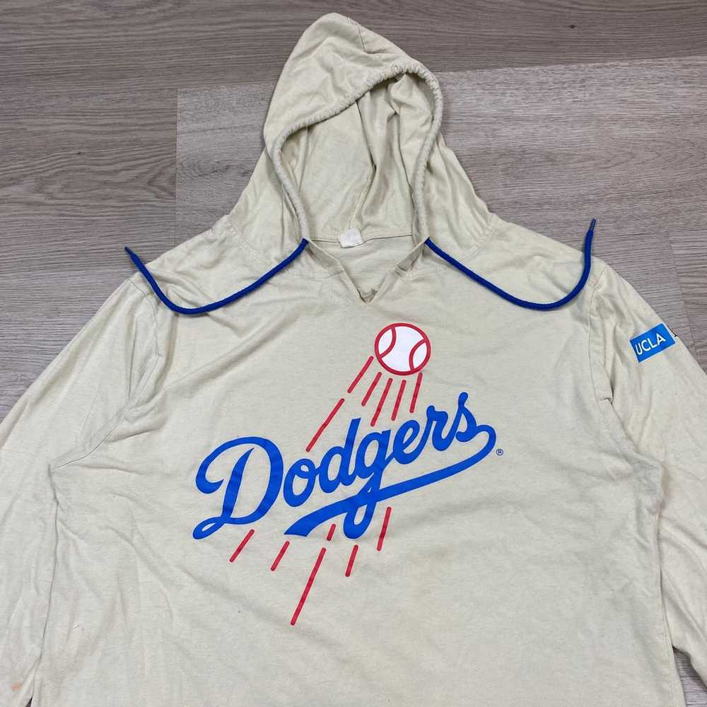 LA Dodgers Logo Long Sleeve Hoodie Shirt Men's L - image 2