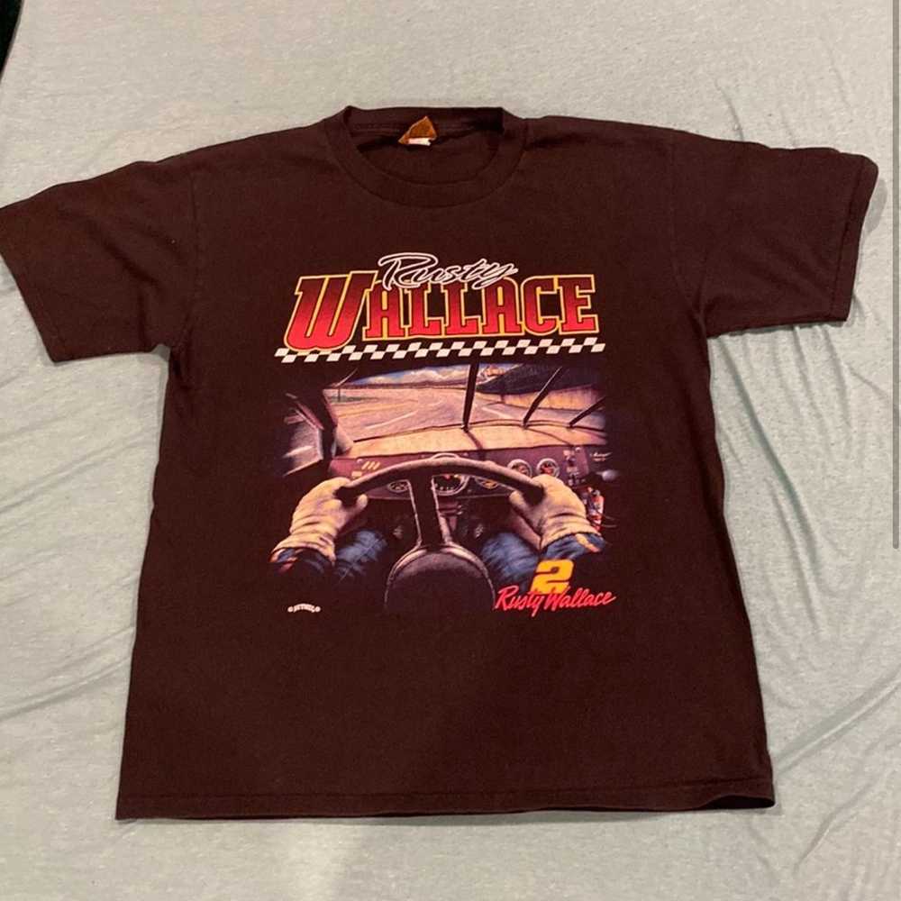 Vintage 90s NASCAR Rusty Wallace #2 T-Shirt Mens L - image 1