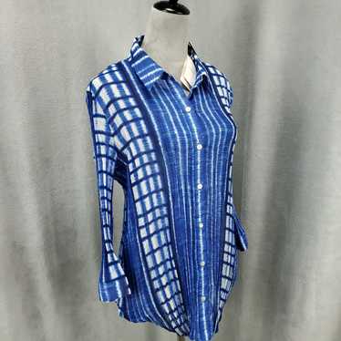 Vintage New Chicos Top Womens Large Byzantine Blu… - image 1