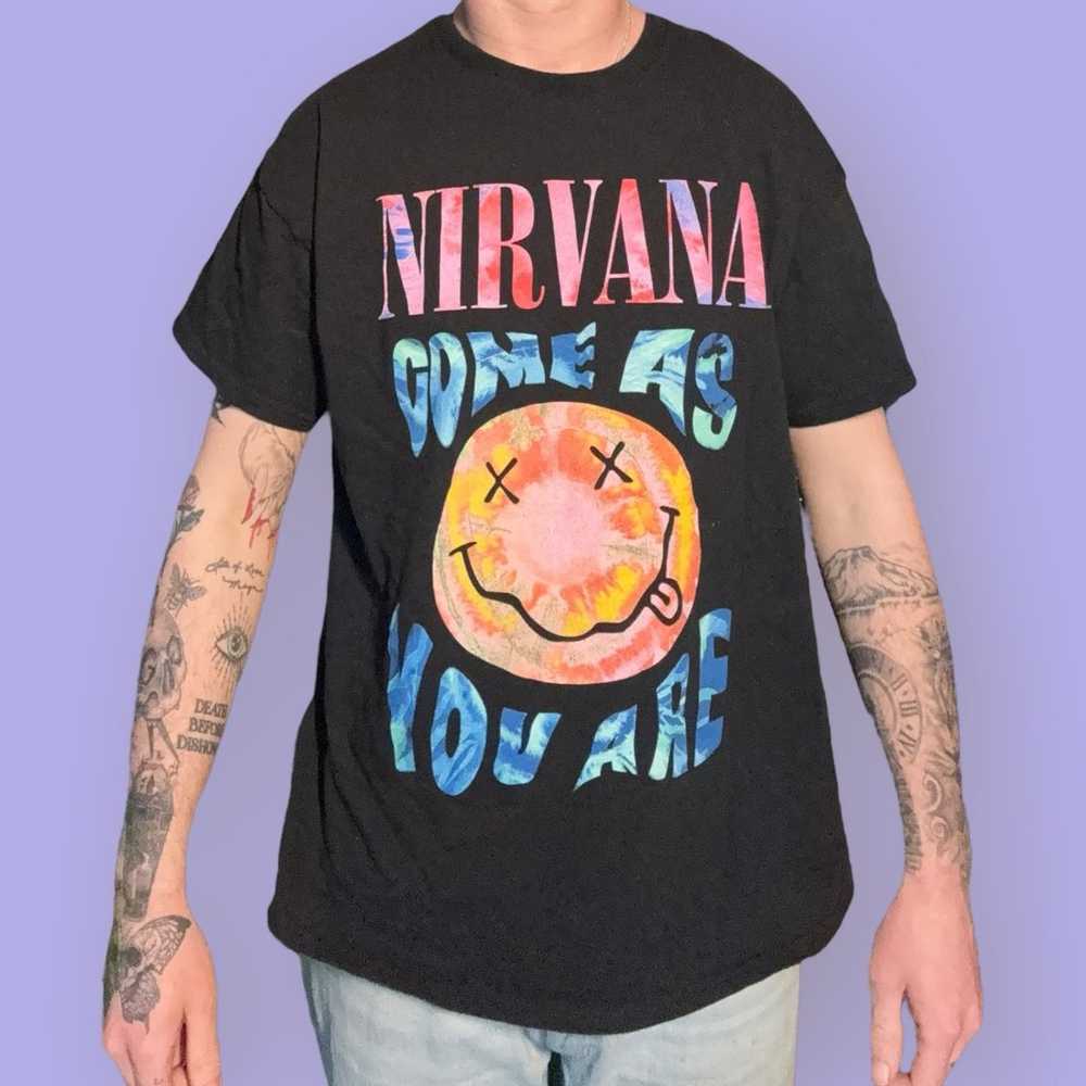 Nirvana Come As You Are Band Tee Shirt  Smiley Fa… - image 2