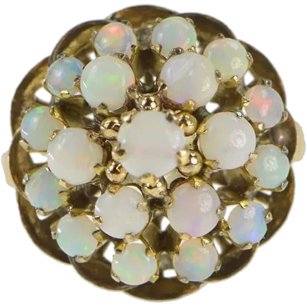 14K 1940's Natural Opal Domed Cocktail Ring Size … - image 1