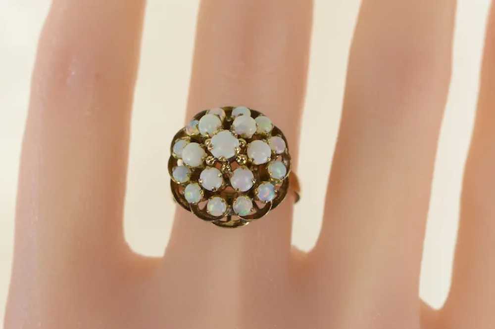 14K 1940's Natural Opal Domed Cocktail Ring Size … - image 5