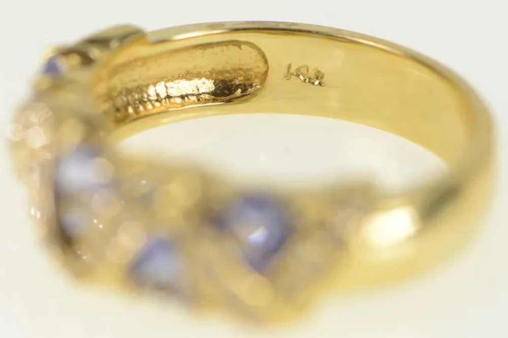 14K Tanzanite Diamond Zig Zag Band Ring Size 7 Ye… - image 3