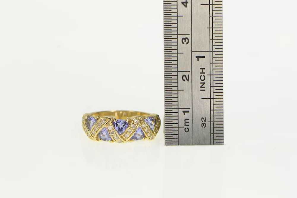 14K Tanzanite Diamond Zig Zag Band Ring Size 7 Ye… - image 4