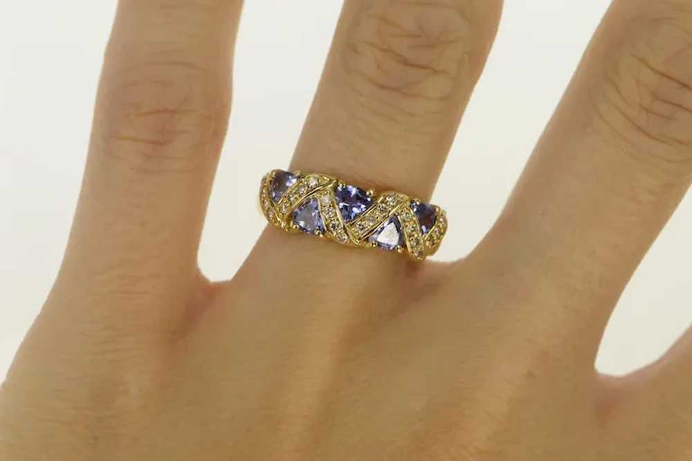 14K Tanzanite Diamond Zig Zag Band Ring Size 7 Ye… - image 5