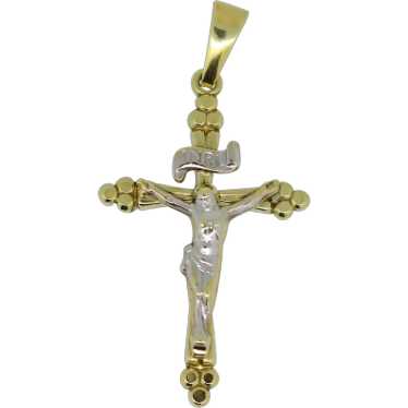 14k Two Tone Crucifix Pendant