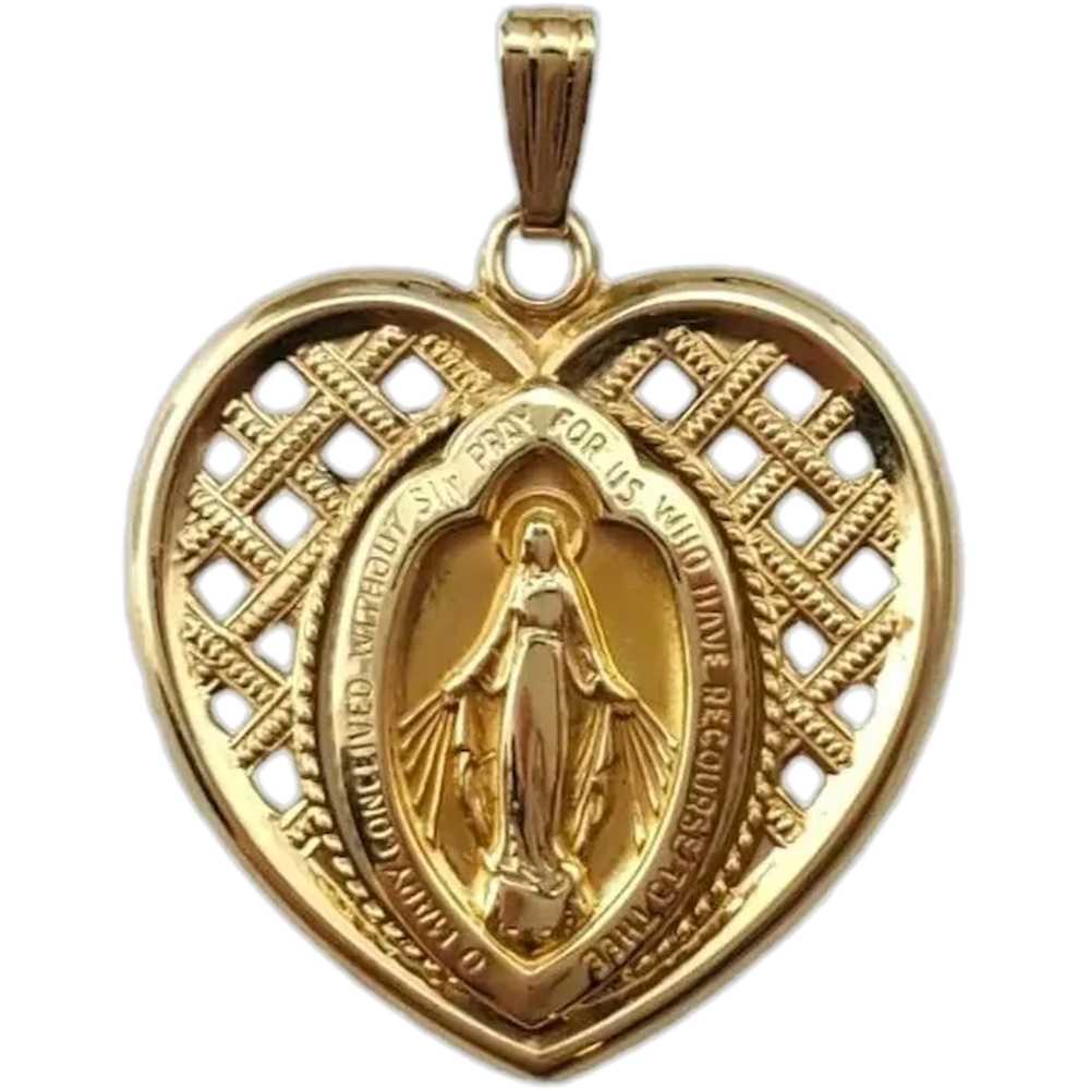 14K Yellow Gold Miracle of the Miraculous Heart P… - image 1