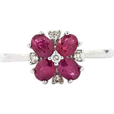 Elegant Ruby & Diamond Quatrefoil Dress Ring - image 1