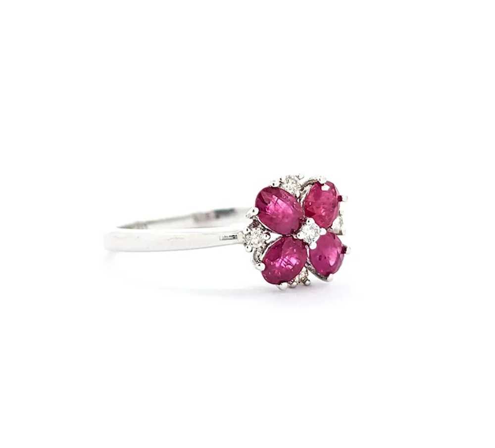 Elegant Ruby & Diamond Quatrefoil Dress Ring - image 3