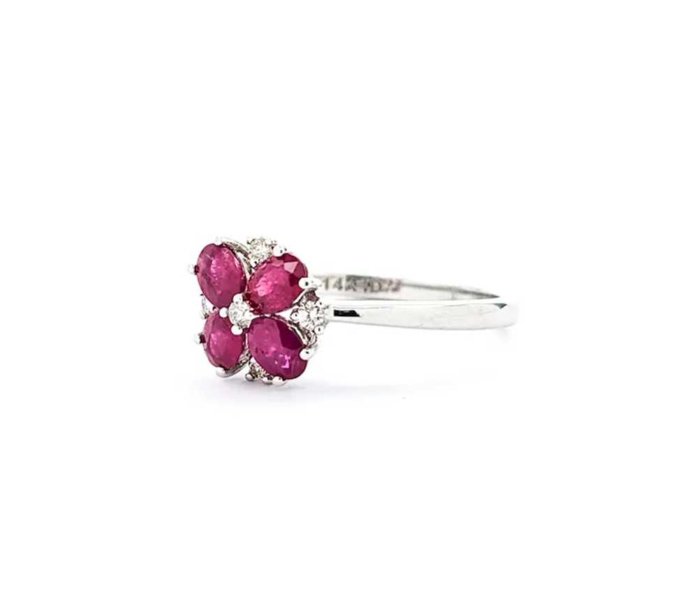 Elegant Ruby & Diamond Quatrefoil Dress Ring - image 4