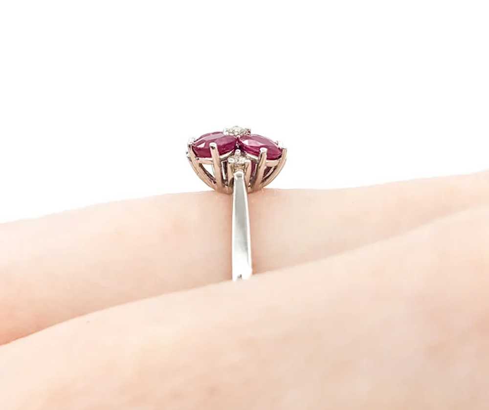 Elegant Ruby & Diamond Quatrefoil Dress Ring - image 9