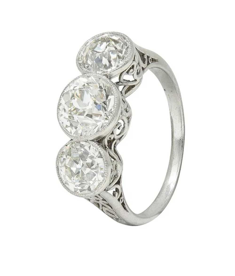 Edwardian 3.10 CTW Old Mine Cut Diamond Platinum … - image 9