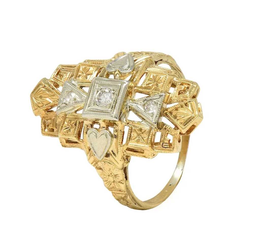 Art Deco Diamond 14 Karat Two-Tone Gold Streamlin… - image 10
