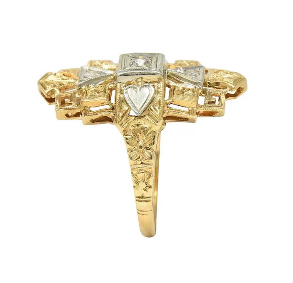Art Deco Diamond 14 Karat Two-Tone Gold Streamlin… - image 11
