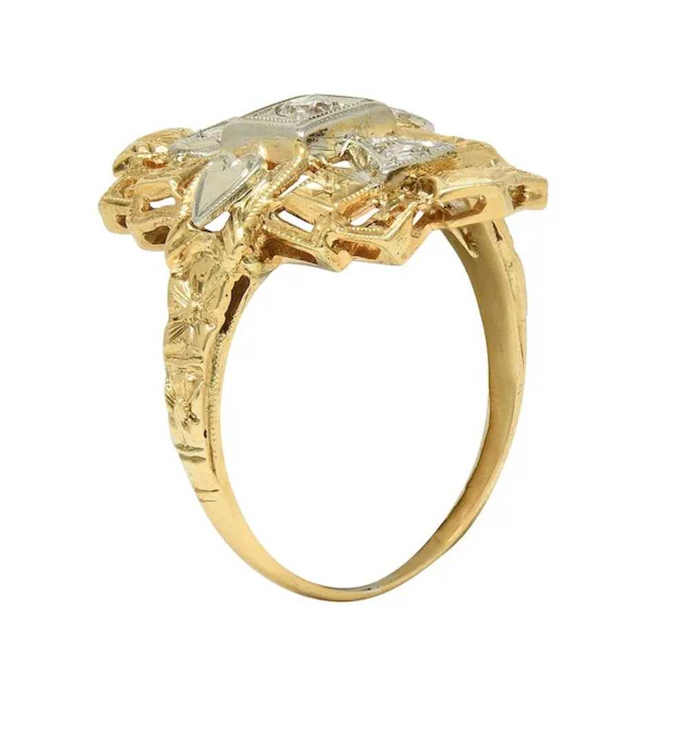 Art Deco Diamond 14 Karat Two-Tone Gold Streamlin… - image 12
