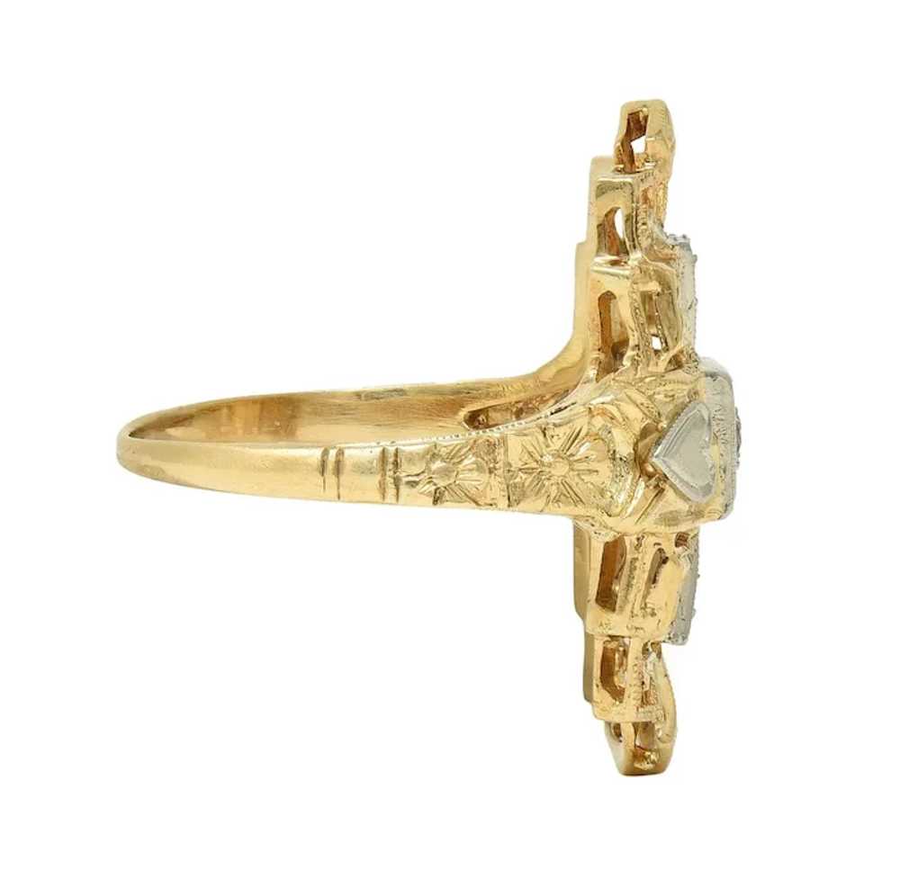 Art Deco Diamond 14 Karat Two-Tone Gold Streamlin… - image 4