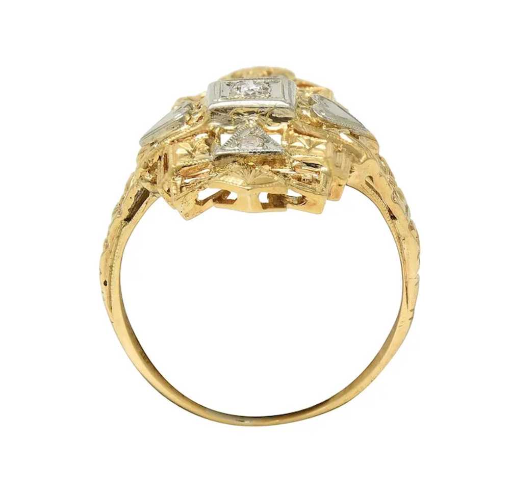 Art Deco Diamond 14 Karat Two-Tone Gold Streamlin… - image 5