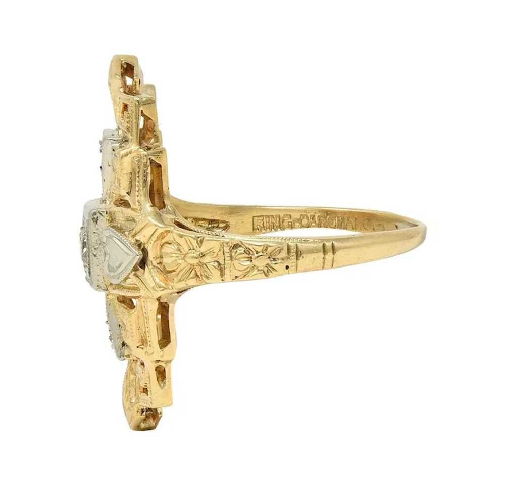Art Deco Diamond 14 Karat Two-Tone Gold Streamlin… - image 6
