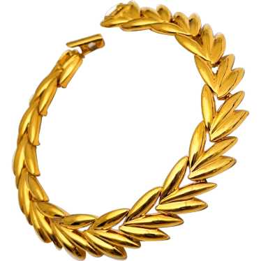 Trifari Gold Tone Leaf Link Bracelet - image 1