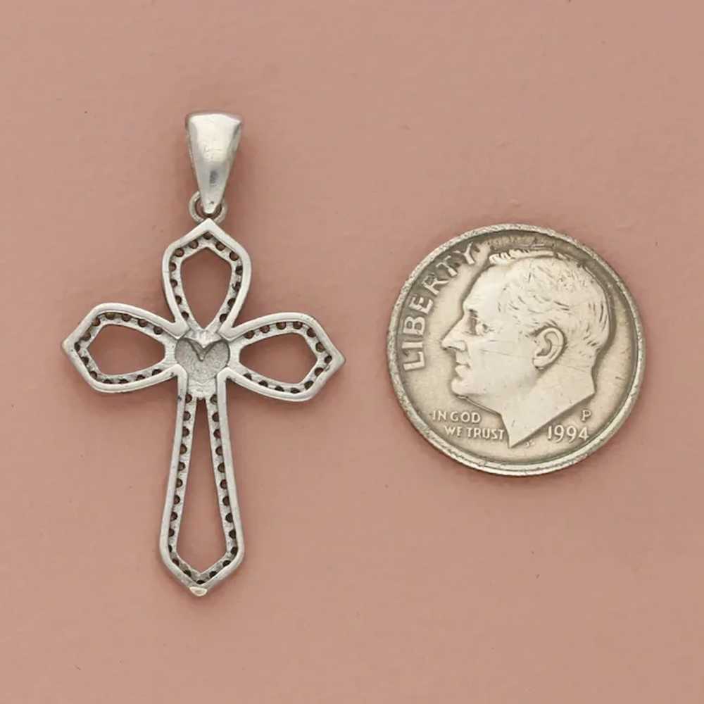 Sterling Silver Pave Cz Heart Cross Pendant - image 4