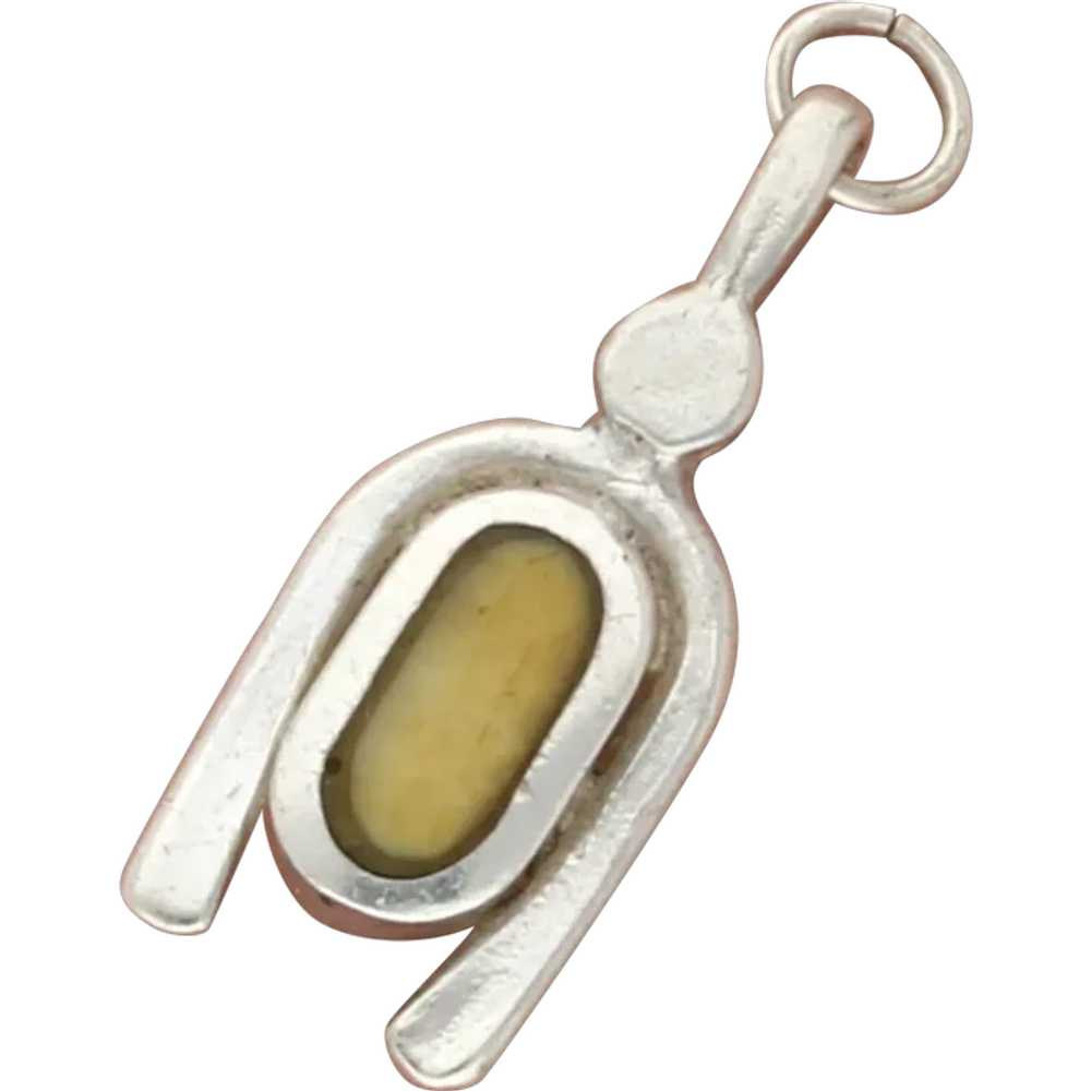 Sterling Silver Vintage Artisan Crafted Beige Sto… - image 1
