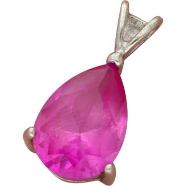 Sterling Silver Pear-Cut Pink Sapphire Pendant
