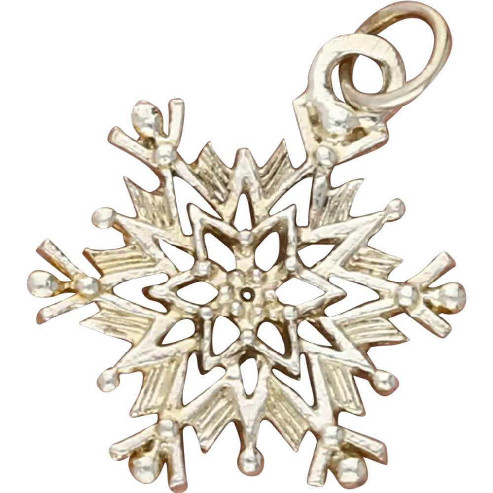 Sterling Silver Vintage Winter Snowflake Pendant - image 1