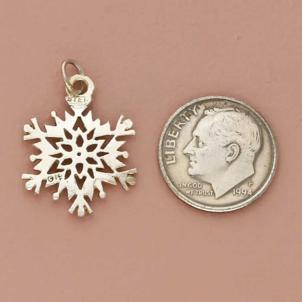 Sterling Silver Vintage Winter Snowflake Pendant - image 3