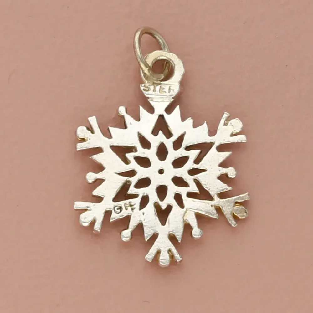 Sterling Silver Vintage Winter Snowflake Pendant - image 4
