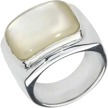 Sterling Silver Mother of Pearl Statement Ring - image 1