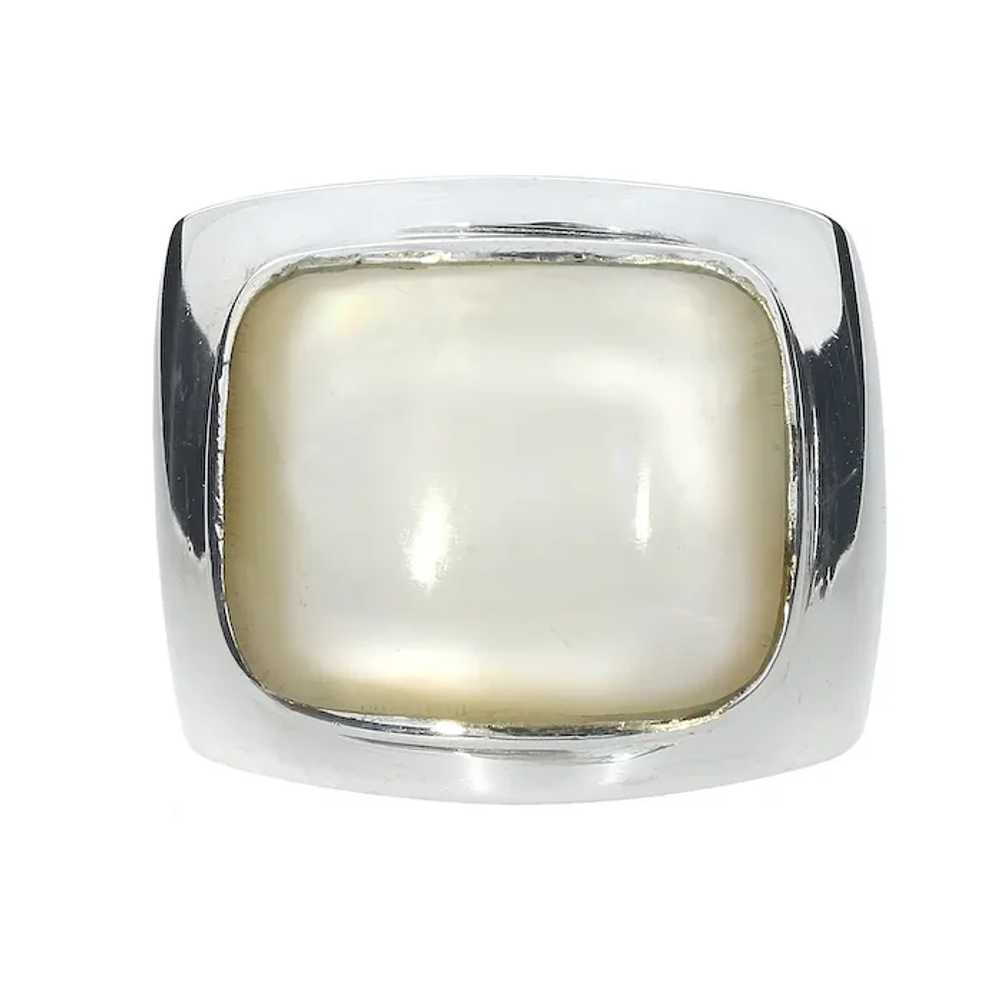 Sterling Silver Mother of Pearl Statement Ring - image 3