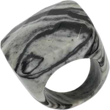 Solid Carved Zebra Jasper Statement Ring - image 1