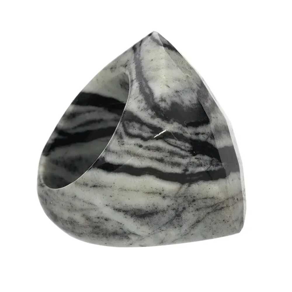 Solid Carved Zebra Jasper Statement Ring - image 4