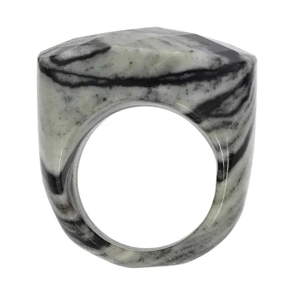 Solid Carved Zebra Jasper Statement Ring - image 5