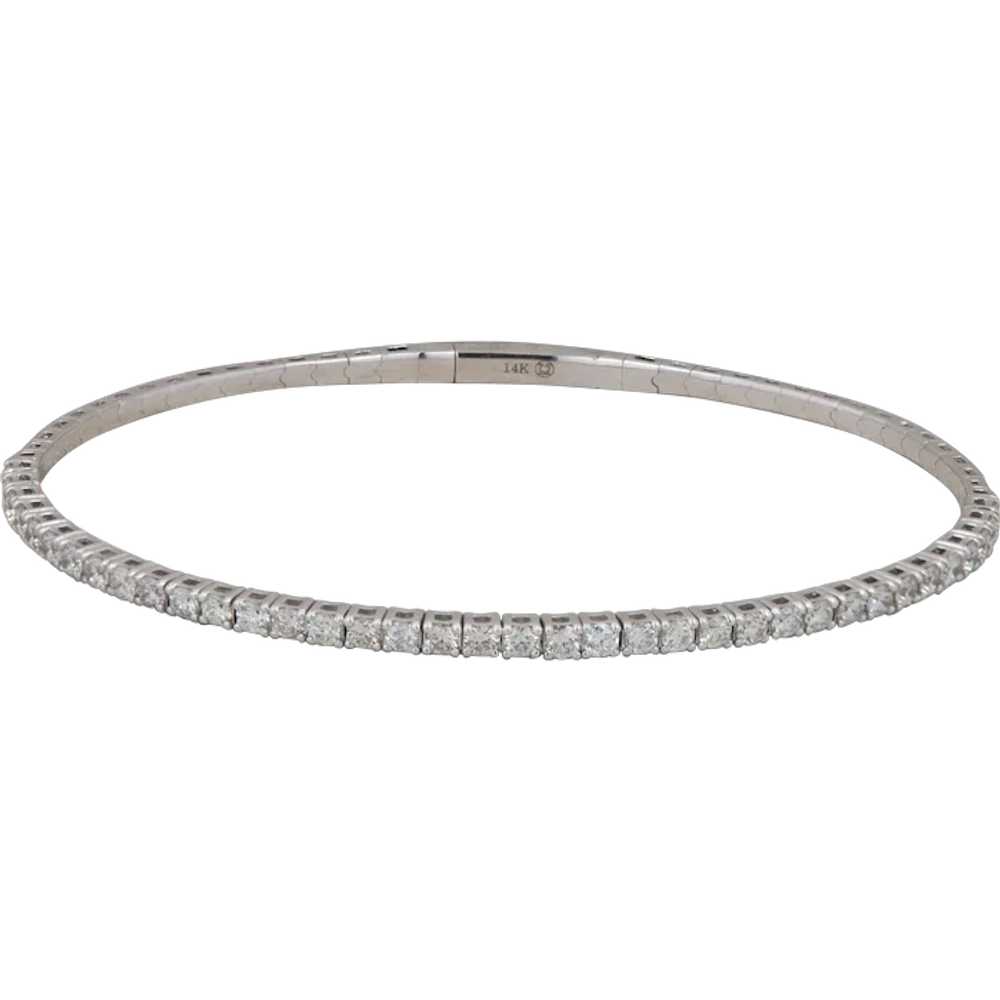 14k White Gold 1.50cttw Diamond Flexible Bangle - image 1