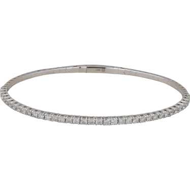 14k White Gold 1.50cttw Diamond Flexible Bangle - image 1