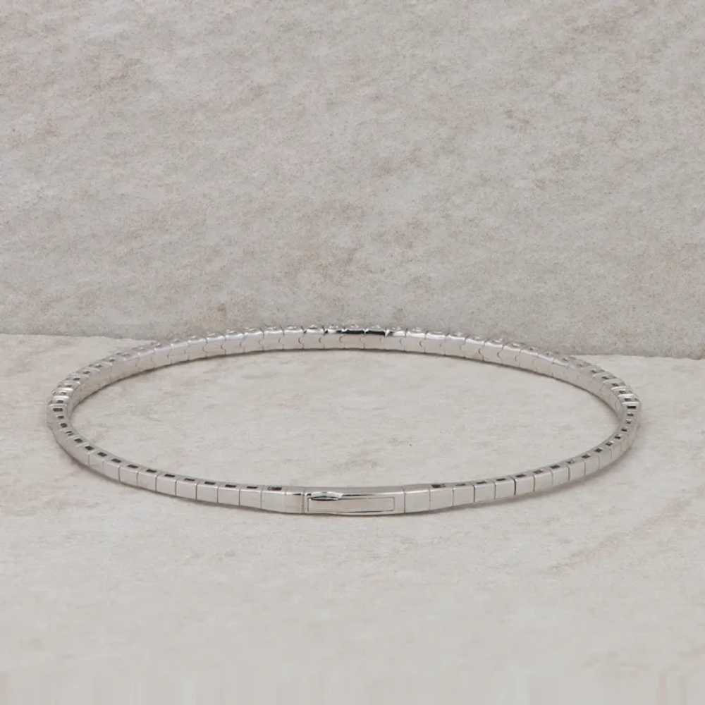 14k White Gold 1.50cttw Diamond Flexible Bangle - image 2