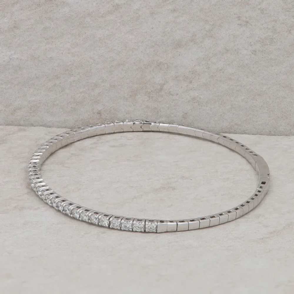 14k White Gold 1.50cttw Diamond Flexible Bangle - image 3