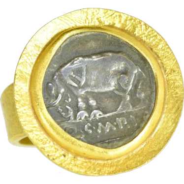 22K gold Ring  with a fine Ancient Roman Coin, Fai