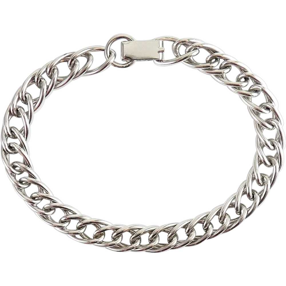 Vintage Heavy Sterling Silver Curb Link Bracelet,… - image 1