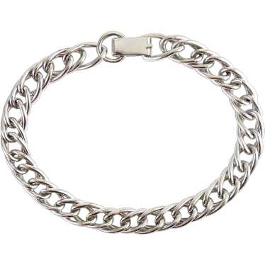 Vintage Heavy Sterling Silver Curb Link Bracelet,… - image 1